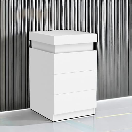 ADORNEVE White Nightstand with Charging Station and LED Lights | Modern Night - Image 6