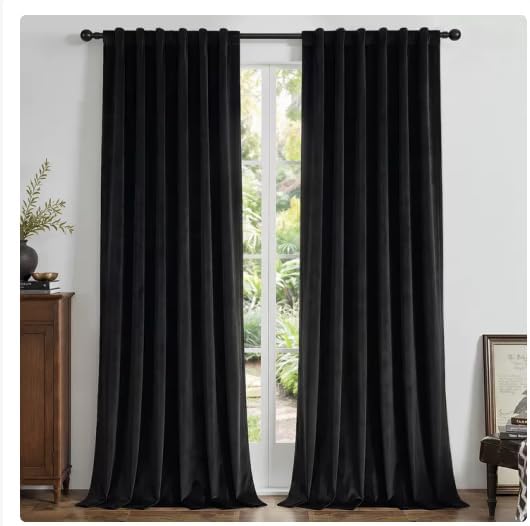 Joydeco 100% Blackout Curtains Velvet Black Out Curtain 90 Inch Drapes | by JOYDECO