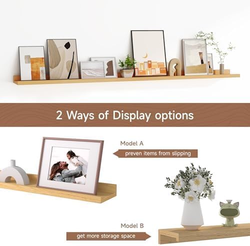 Floating Picture Ledge Shelves for Wall Set of 2, 55 Inches Picture Shelf - Image 6