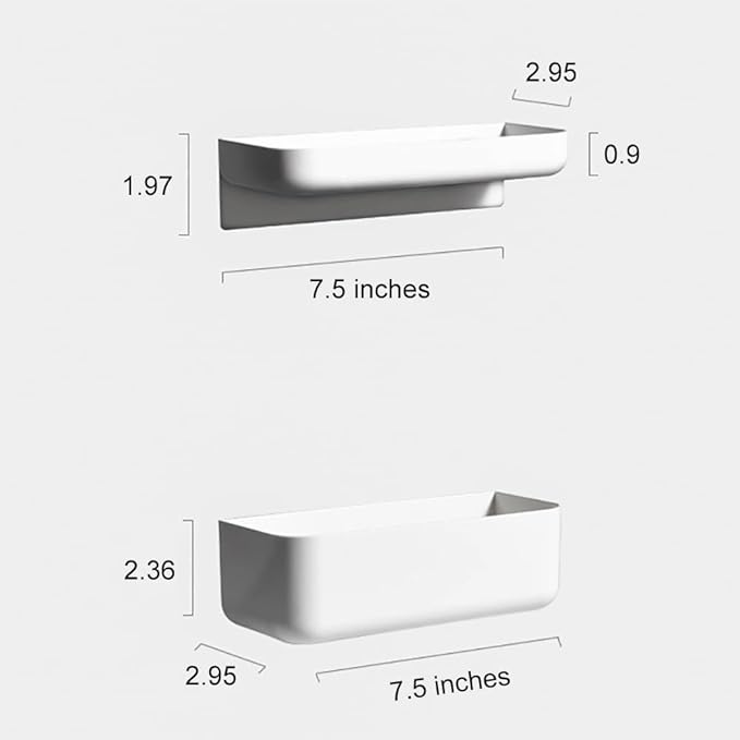 2 Styles Adhesive Plastic Floating Shelves Stick on Wall Mounted Shower - Image 6