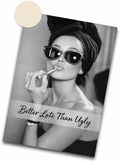 iHery 12x16in Hepburn Better Late Than Ugly Unframed Bathroom Wall Art | by iHery