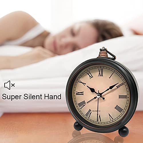 TooTa Vintage Retro Analog Alarm Clock, 4.5 inch Super Silent Non Ticking Small - Image 3