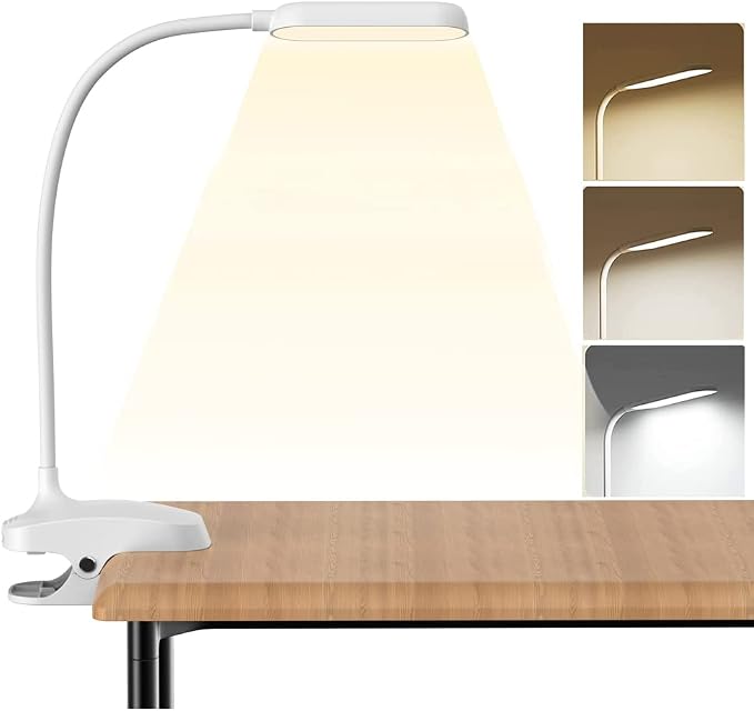COLORLIFE Desk Lamp Clip On Light-7W 2600mAH Flexible Gooseneck Battery by COLORLIFE