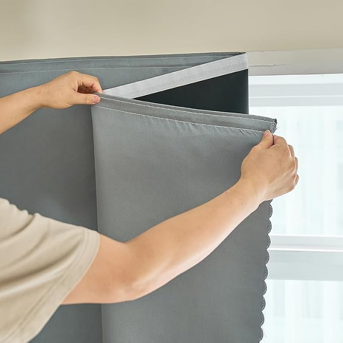 AJAZZ 100% Window Blinds Blackout Portable Blackout Curtains Adhesive Curtains by AJAZZ
