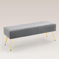 Furnimart 44 Inch Gray Velvet Modern Ottoman Bench, Modern Upholstered Bedroom by FurnimartFurniture