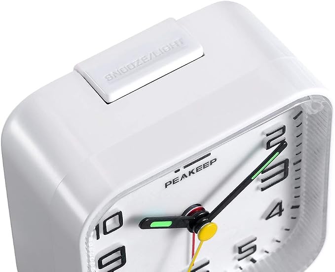 Peakeep 3D Numbers No Tick-Tock Analog Alarm Clock Classic Beep Sound | Snooze - Image 3