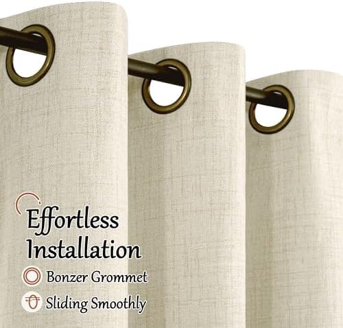 Linen Blackout Curtains 45 Inches Long 2 Panels Each 52 Wide Natural | Thermal - Image 5