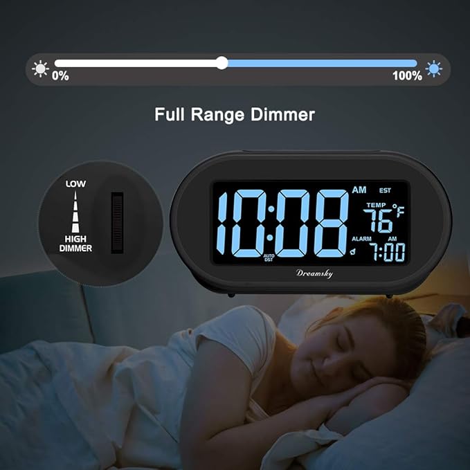 DreamSky Alarm Clocks for Bedrooms, Auto Set Digital Clock - Image 4