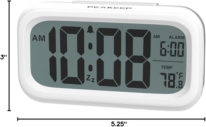 Peakeep Night Light Digital Alarm Clock Battery Operated Indoor Temperature | - Image 8