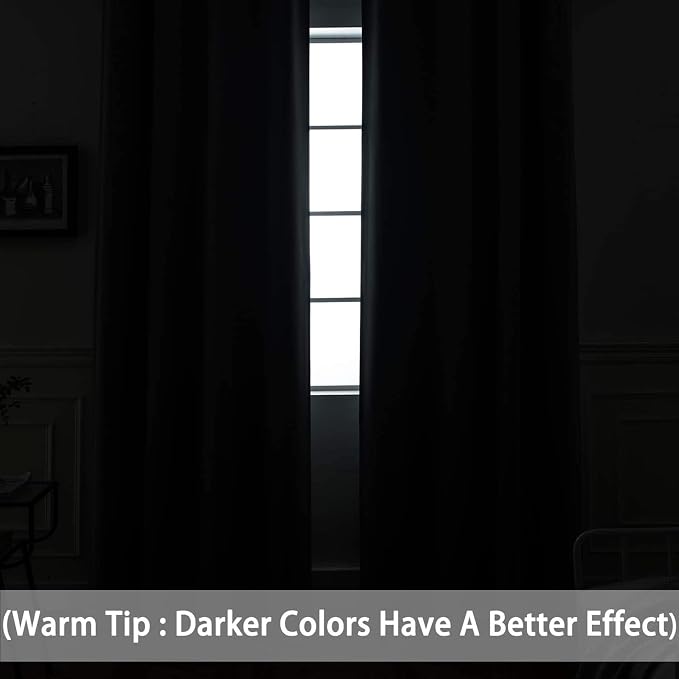 Yakamok Blackout Curtains 38x63 inch Dark Purple Thermal Drapes-Bedroom | 2 - Image 4
