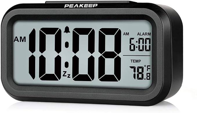Peakeep Night Light Digital Alarm Clock Battery Operated Indoor Temperature | by PEAKEEP