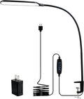 8W LED Desk Lamp with Long Gooseneck and USB Cable, 800LM | Metal Dimmable Clip by Unknown