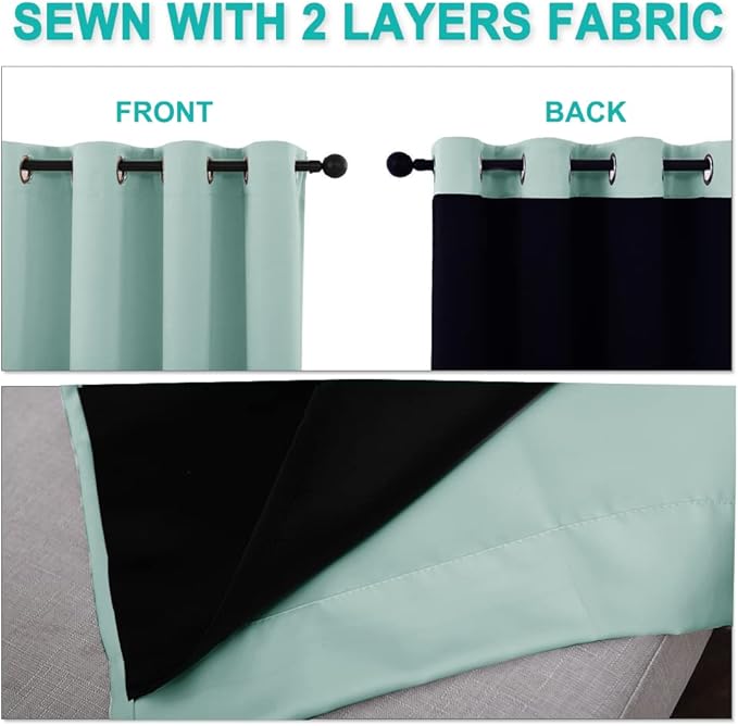 NICETOWN Aqua Blue Blackout Curtains 80 inches Long, Full Light Blocking Drapes - Image 5
