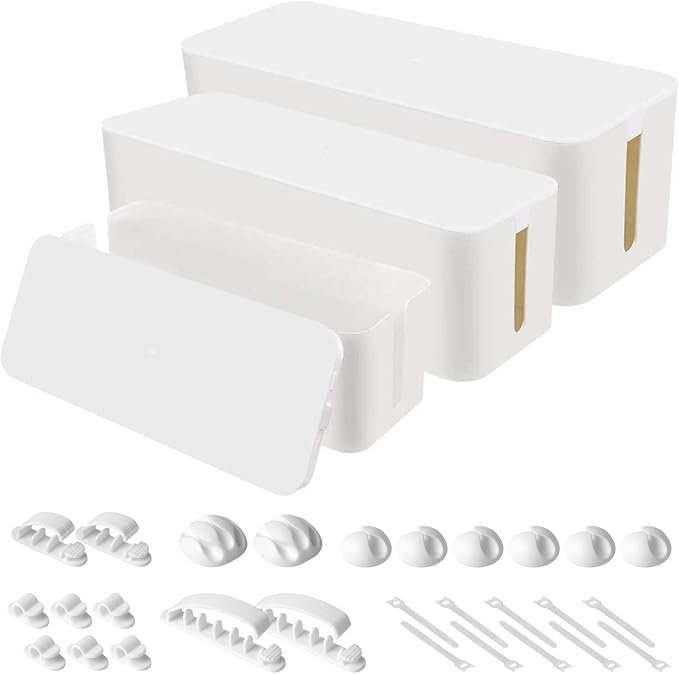 3 Pack Cable Organizer Box, Cable Management Box by Naeety