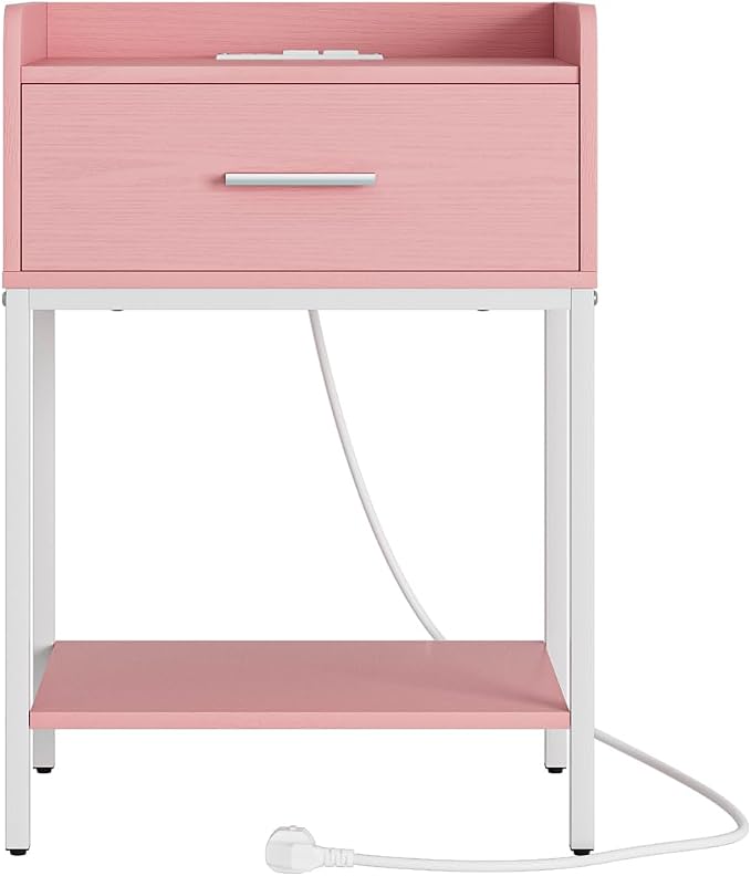 Nightstand with Charging Station, 3-Tier Modern Bedside Table Night Stand with - Image 9