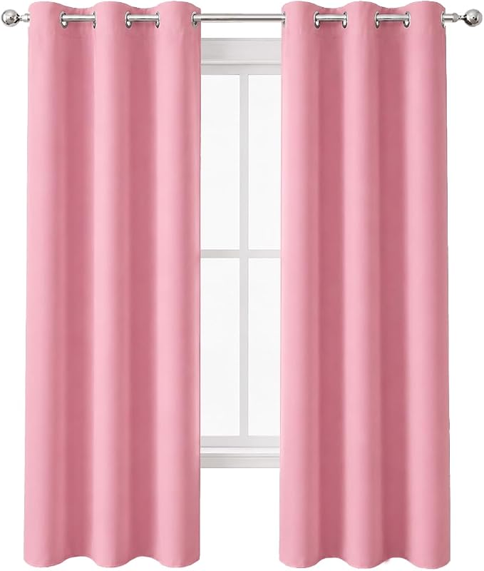 Blackout Curtains 42 x 95 inch/Pink Curtains Set of 2 Panels/Thermal Insulated - Image 2