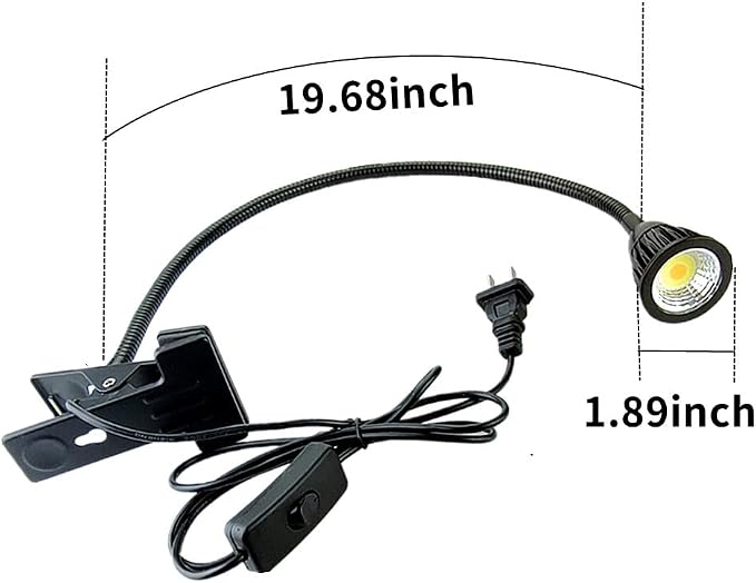 QUANS 5W 3 Colors LED Clip on Tube Flexible Work Desk Table Bed Light Black | - Image 4