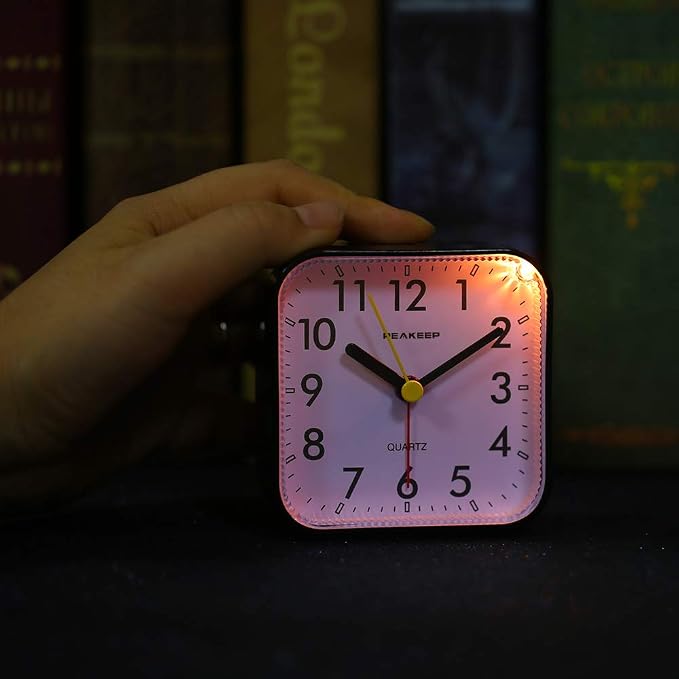 Peakeep Small Battery Operated Analog Travel Alarm Clock Silent | No Ticking - Image 5
