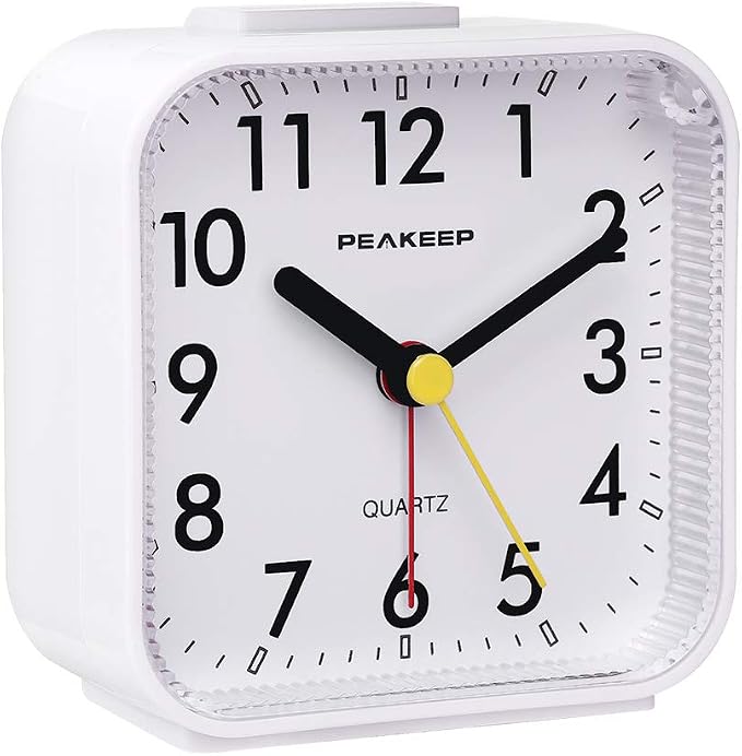 Peakeep Small Battery Operated Analog Travel Alarm Clock Silent | No Ticking - Image 2