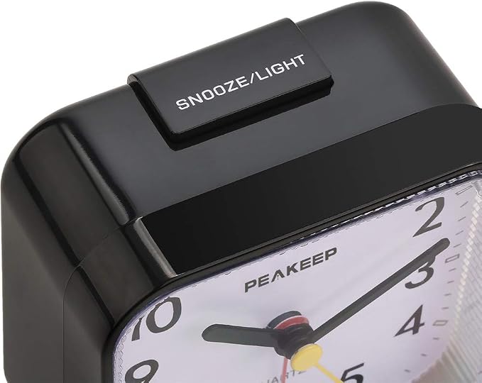 Peakeep Small Battery Operated Analog Travel Alarm Clock Silent | No Ticking - Image 3
