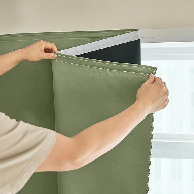 AJAZZ 100% Black Out Curtains Adhesive Blackout Temporary Curtain No Drilling by AJAZZ