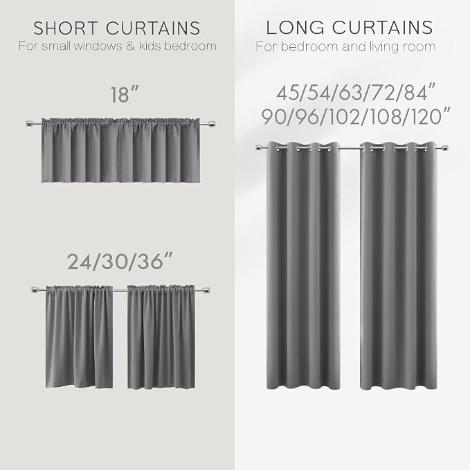 KOUFALL 45 Inch Length Kitchen Blackout Curtains Set of 2 Grommet Room - Image 9