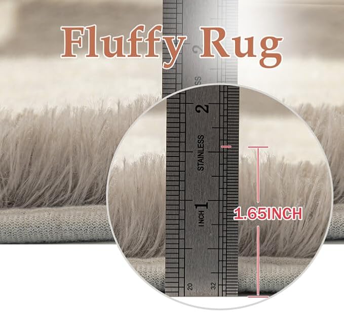 Grey 5x8 Area Rug for Living Room Soft Checkered Shag Carpet | Machine Washable - Image 6