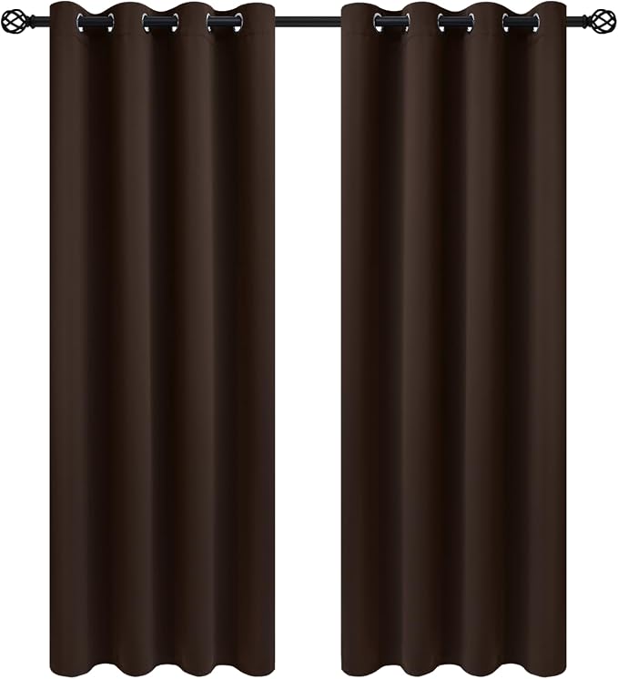 COSVIYA Grommet Room Darkening Brown Curtains 84 inch Long by COSVIYA