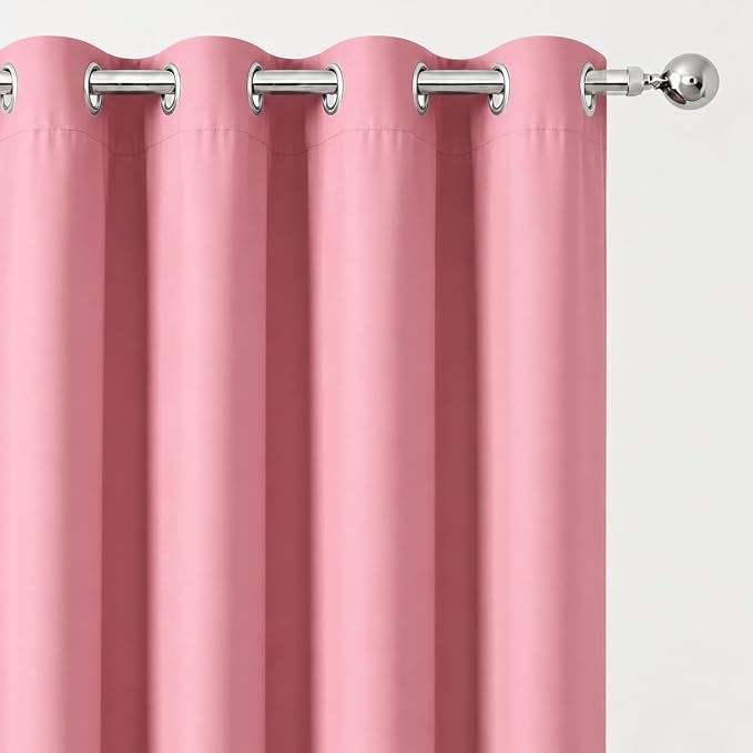 Pink Thermal Blackout Curtains/38 x 63 Inch/Set of 2 Panels Room Darkening - Image 5