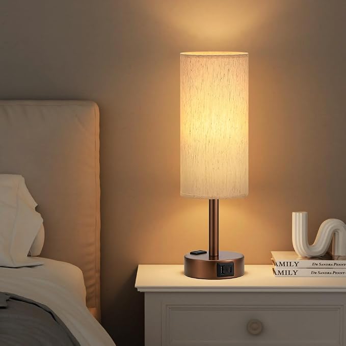 Brown Bedside Table Lamp for Bedroom - Image 6