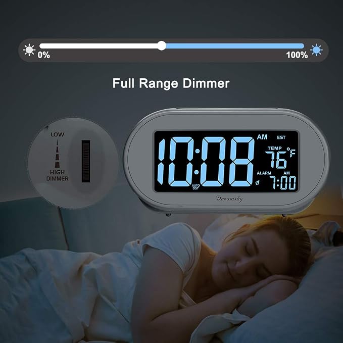 DreamSky Alarm Clocks for Bedrooms, Auto Set Digital Clock - Image 4