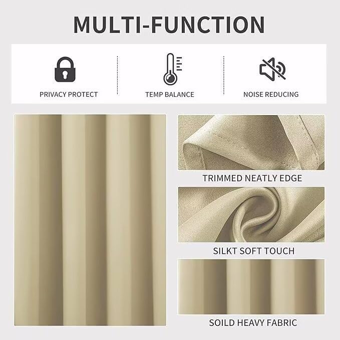 Joydeco Blackout Curtains for Bedroom 72 inch Long 2 Panels, Thermal Insulated - Image 4