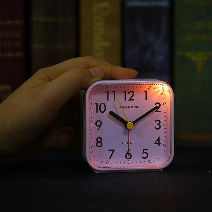 Peakeep Small Battery Operated Analog Travel Alarm Clock Silent | No Ticking - Image 5