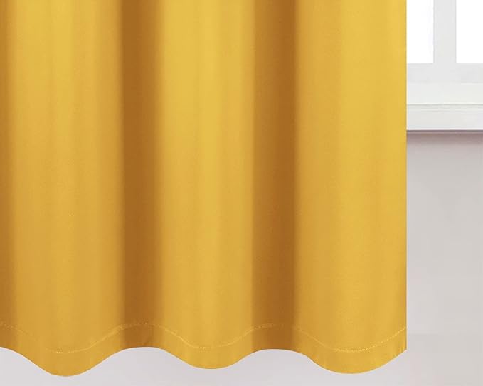 100% Blackout Curtains 52 x 72 Inch/Yellow Curtains 2 Panels - Image 8