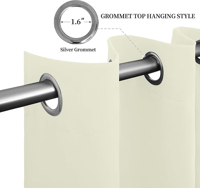 Easy-Going Thermal Grommet Curtains, 2 Panels 52x96 in, Ivory | Washable - Image 5