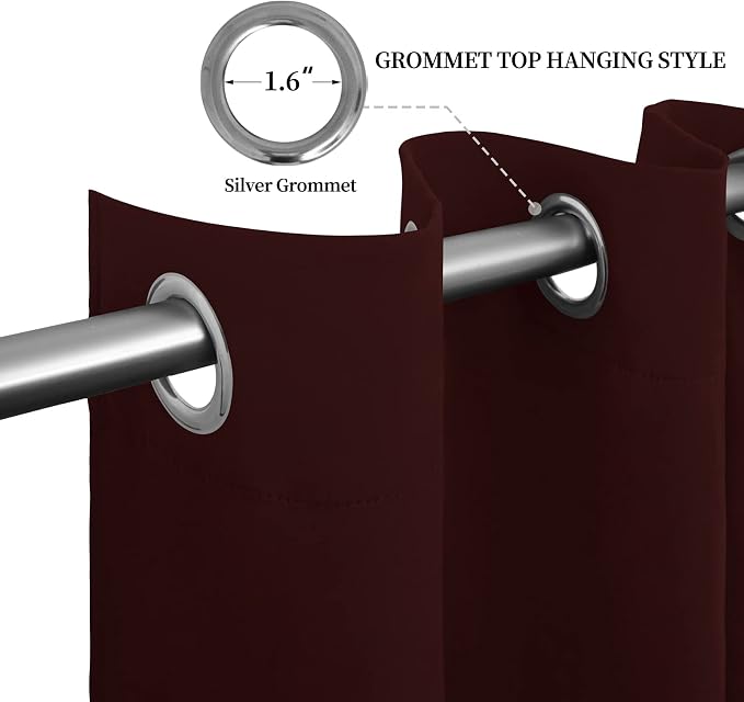 Easy-Going Thermal Grommet Blackout Curtains, 2 Panels 52x96 in, Wine | Machine - Image 5