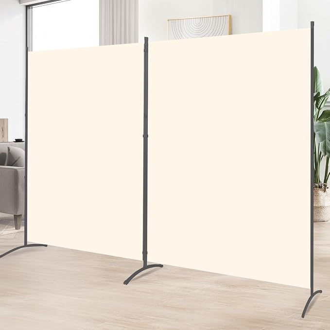 Large 2 Panel Room Divider, No See Through Fabric, Heavy Duty Swivel Feet Base by HOMSCREENER