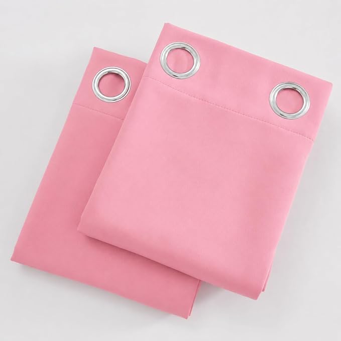 Pink Thermal Blackout Curtains/42 x 72 Inch/Set of 2 Panels Room Darkening - Image 9