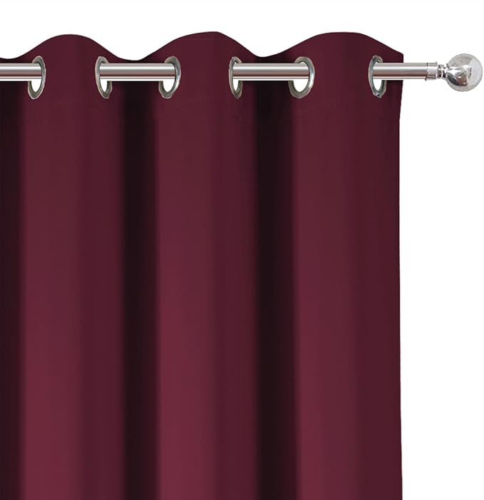 Blackout Curtains 52 x 120 Inch Long Burgundy Red Curtains Set of 2 Panels Room - Image 6