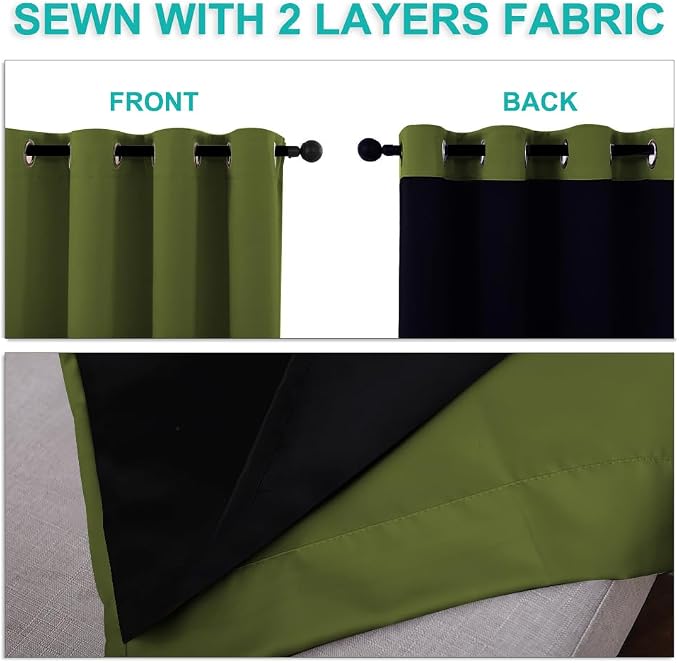 NICETOWN Blackout Curtains 84 inches Long, 2 Pieces, Olive Green, Full Light - Image 5