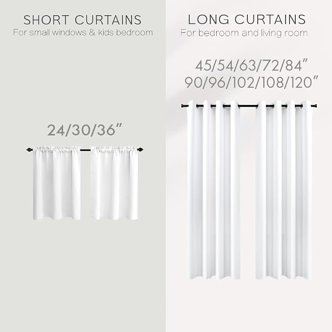 KOUFALL 48 Inch Curtains for Bathroom, Room Darkening Blackout Short Window - Image 8