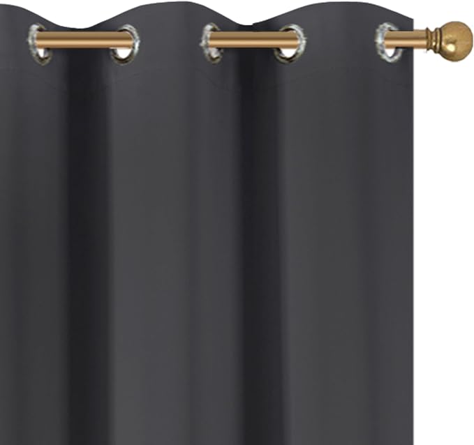 Diraysid Charcoal Grey Grommet Blackout Curtains - Image 6