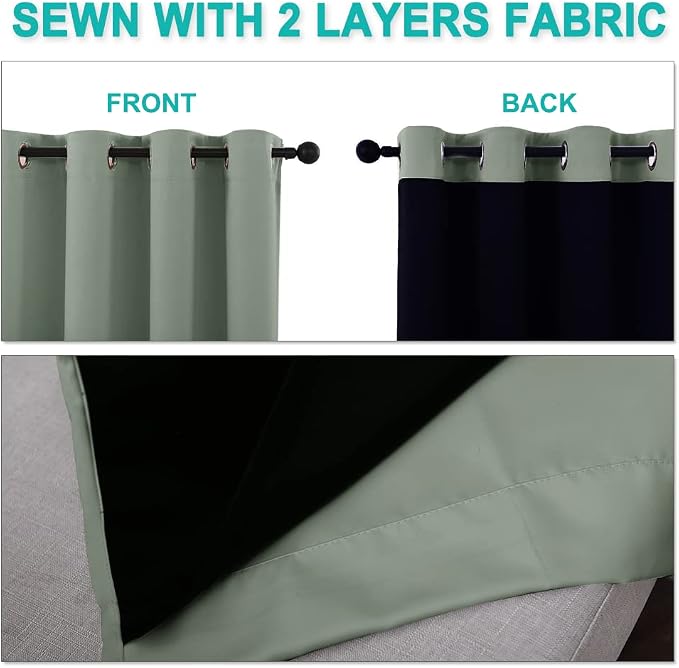 NICETOWN Full Shading Curtains for Windows, Super Heavy-Duty Black Lined - Image 4