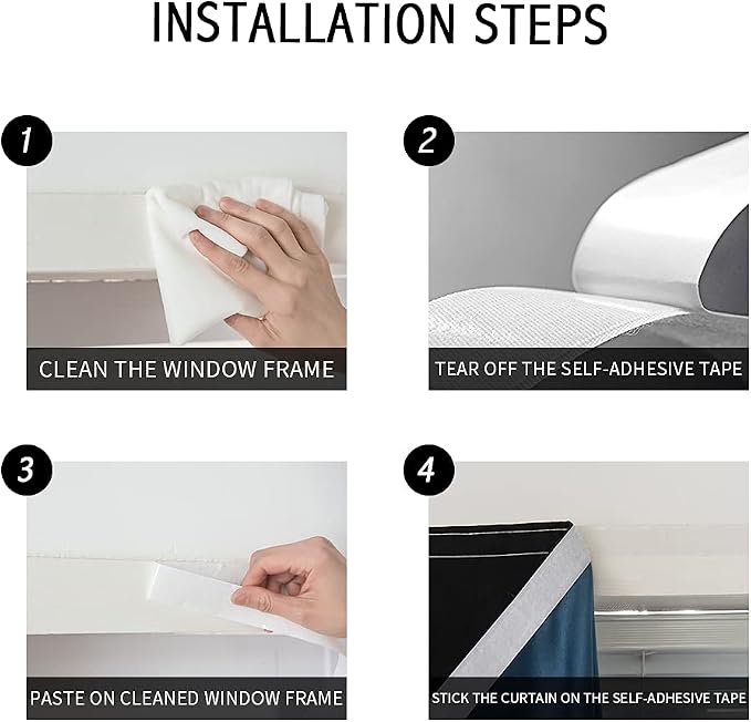 Paste Style Curtains for Windows, Bedroom Blackout Curtains for - Image 4