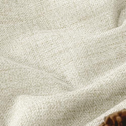 Linen Blackout Curtains 45 Inches Long 2 Panels Each 52 Wide Natural | Thermal - Image 4