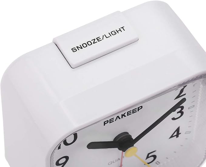 Peakeep Small Battery Operated Analog Travel Alarm Clock Silent | No Ticking - Image 3