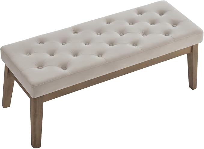 24KF Velvet Upholstered Buttons Tufted Entryway Bench - Image 10