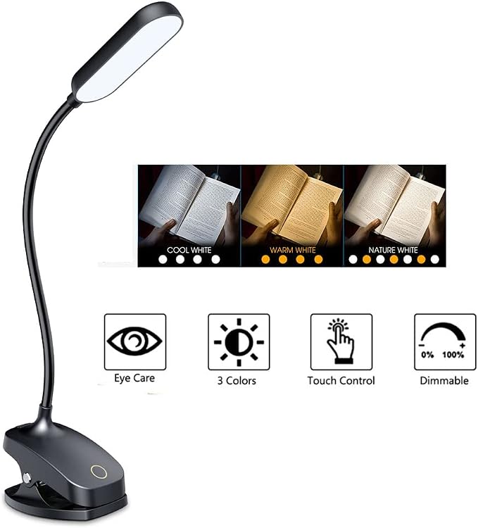 COLORLIFE Desk Lamp Clip On Light-7W 2600mAH Flexible Gooseneck Battery - Image 2