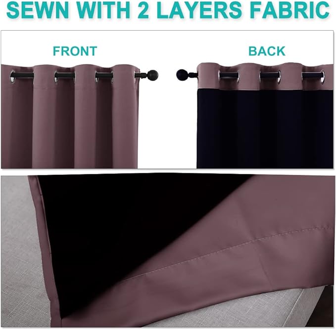 NICETOWN 100% Blackout Window Curtain Panels, Full Light Blocking Drapes - Image 5