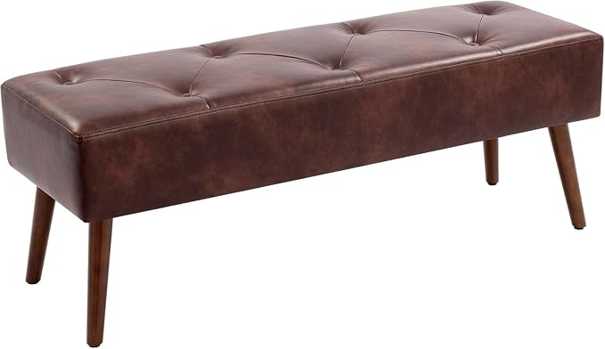 Furnimart Faux Leather Bench Ottoman, Tufted Button Bedroom Benches Footrest by FurnimartFurniture